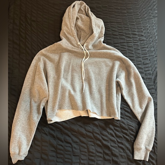 Gray cropped hoodie - Picture 1 of 2